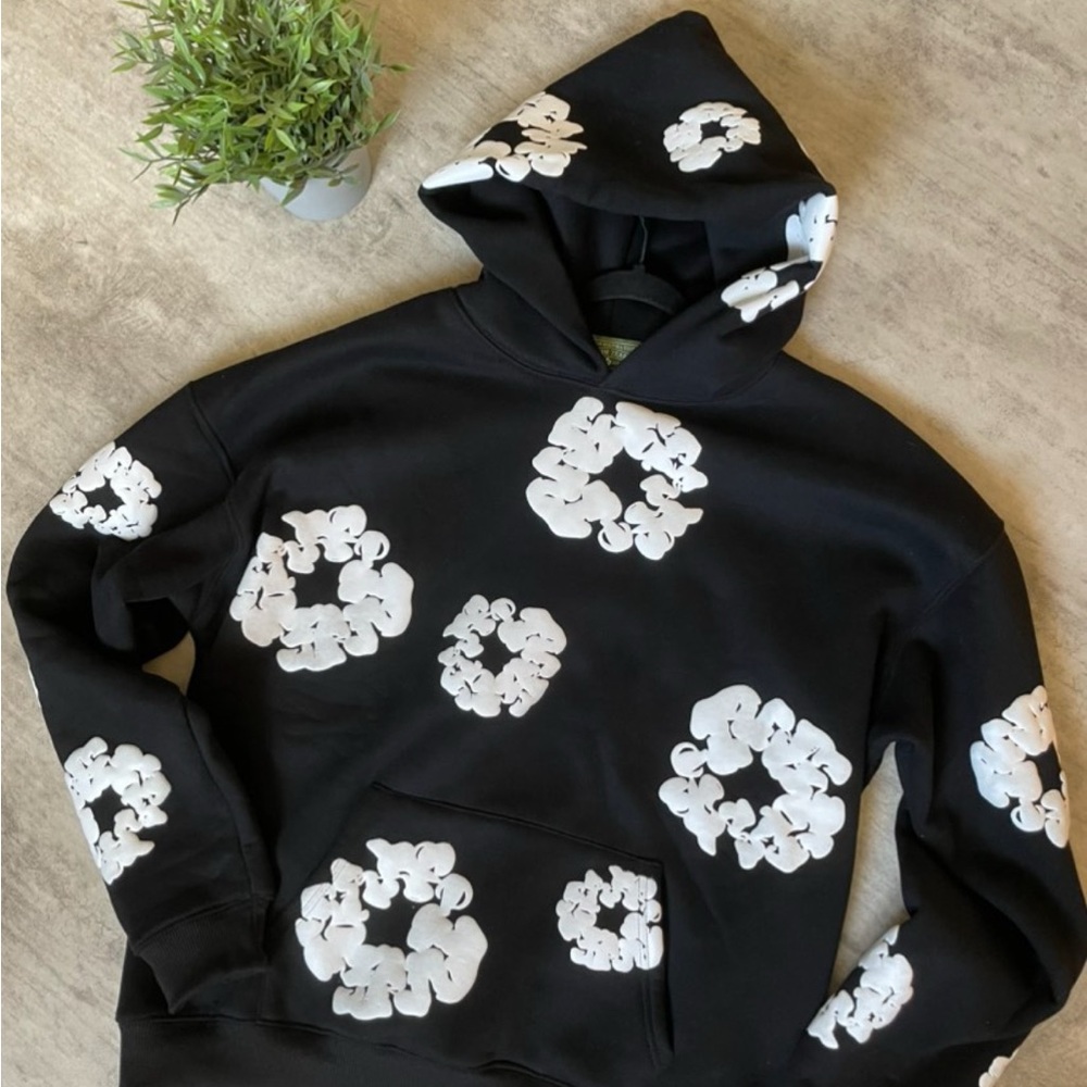 Black and White denim tears Hoodie